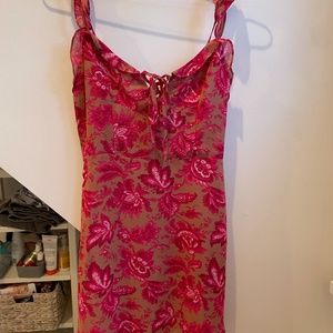 Brown and Pink Flowered Dress
